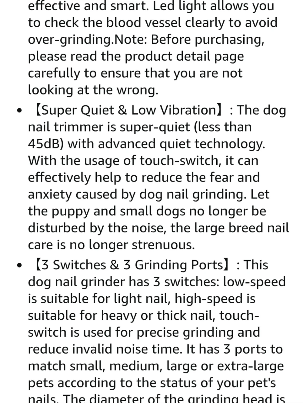 Black Rechargeable Pet Nail Grinder Grooming